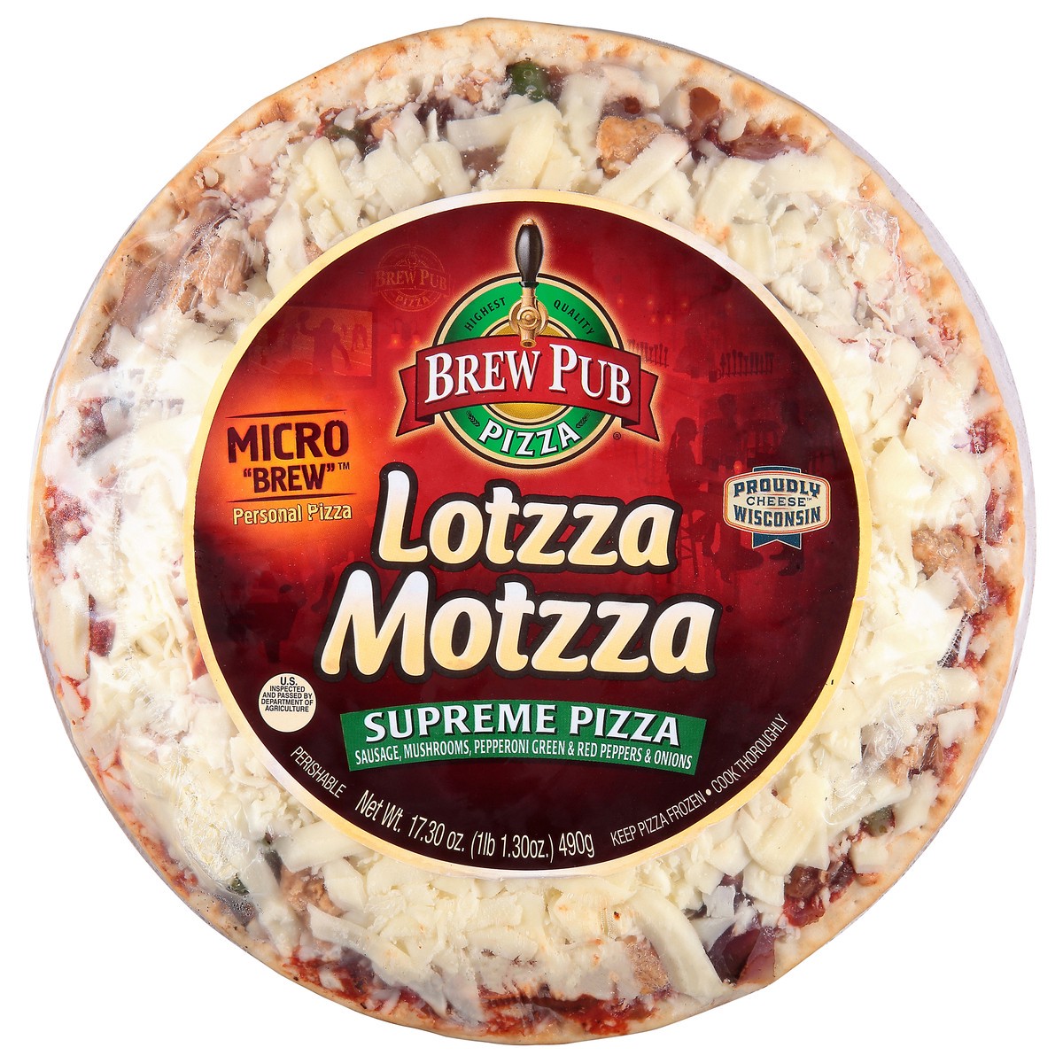 slide 1 of 1, Brew Pub Lotzza Motzza Supreme Pizza, 17.3 oz