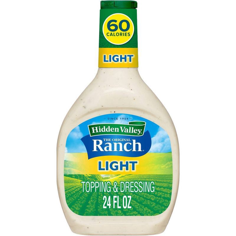 slide 1 of 9, Hidden Valley Original Ranch Light Salad Dressing & Topping, Gluten Free - 24 Ounce Bottle, 24 fl oz