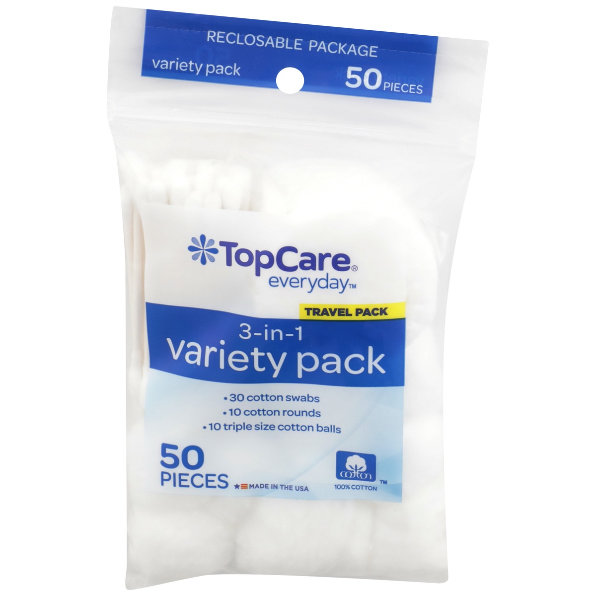 slide 1 of 1, TopCare Cotton Variety Pack, 50 ct