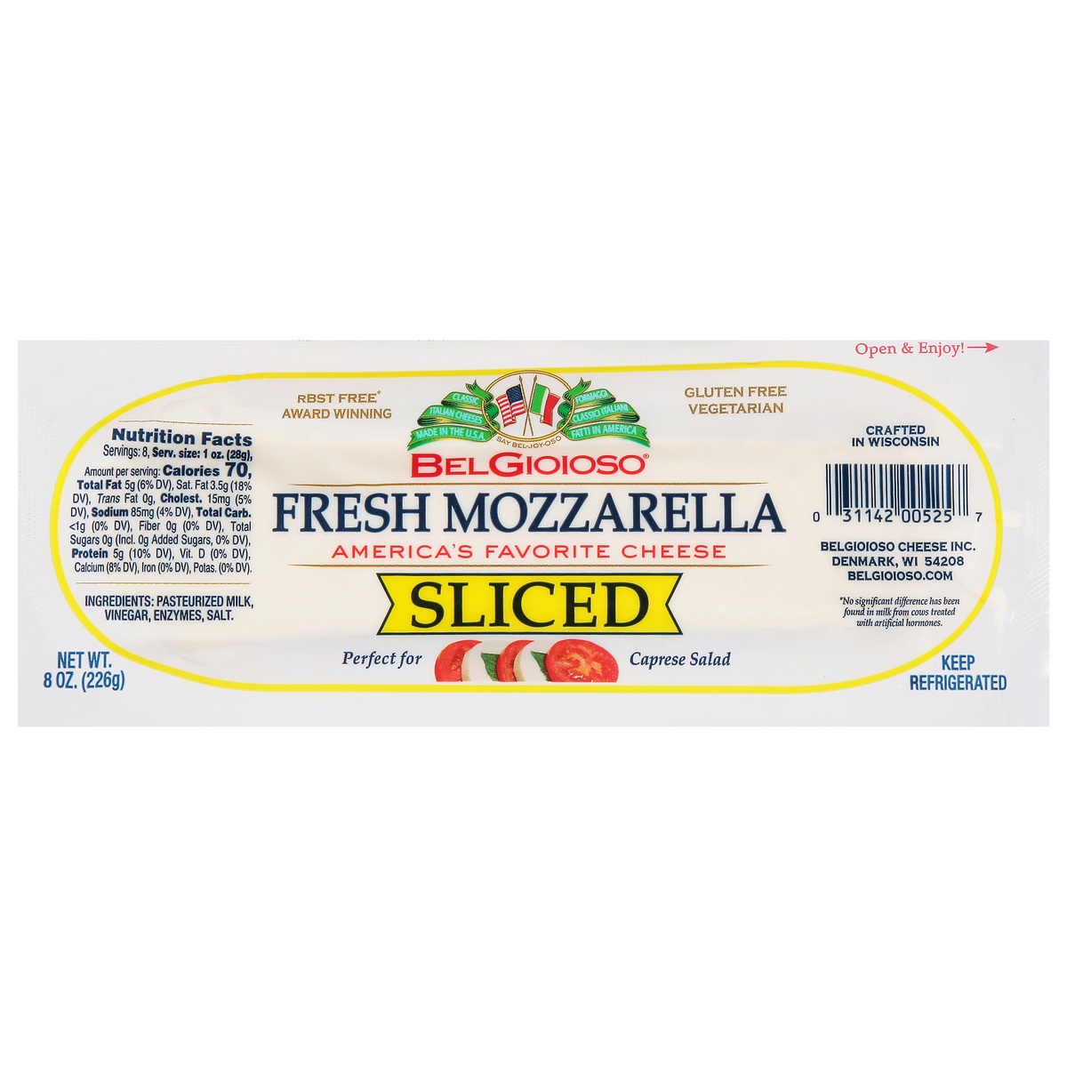 slide 1 of 1, BelGioioso Fresh Mozzarella Sliced Cheese, 8 oz