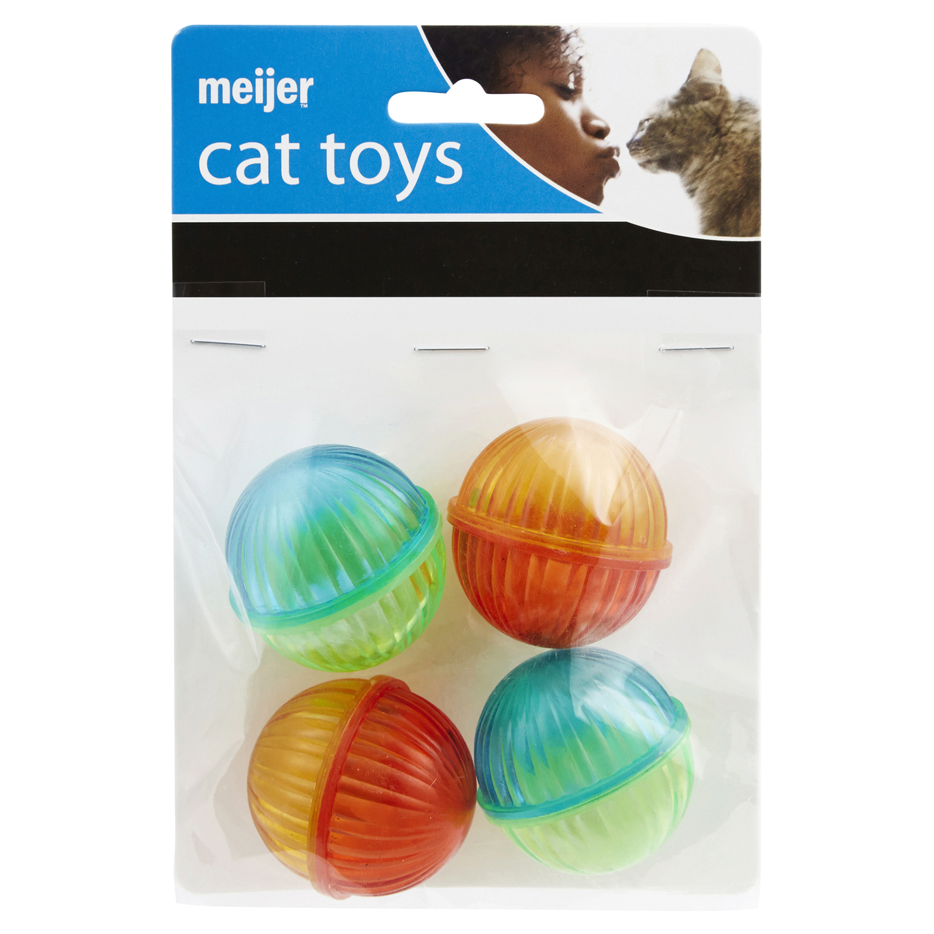 slide 1 of 1, Meijer Lattice Ball Cat Toys, 4 ct