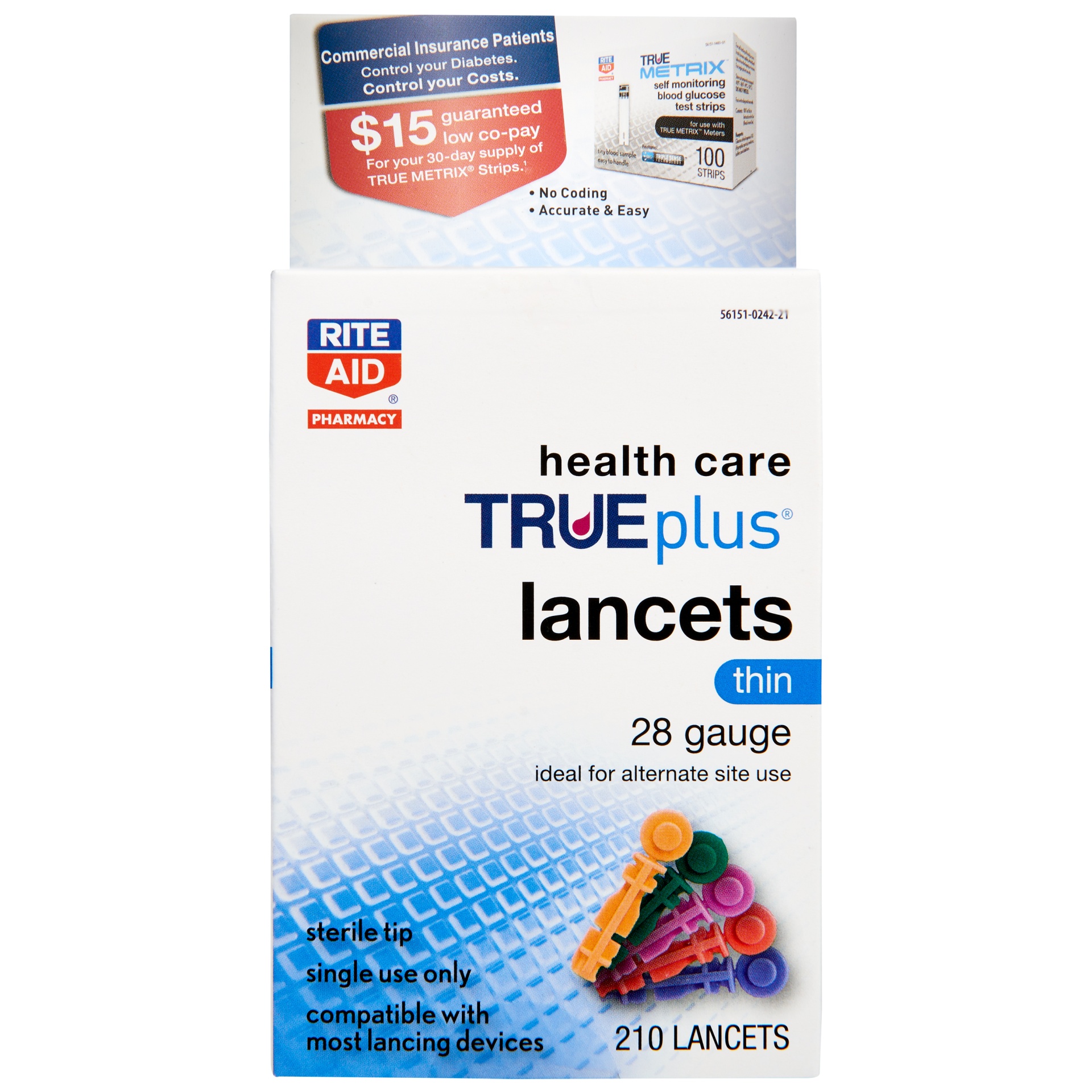 slide 1 of 3, Rite Aid Health Care TRUEplus Lancets, 28 Gauge, 210 ct