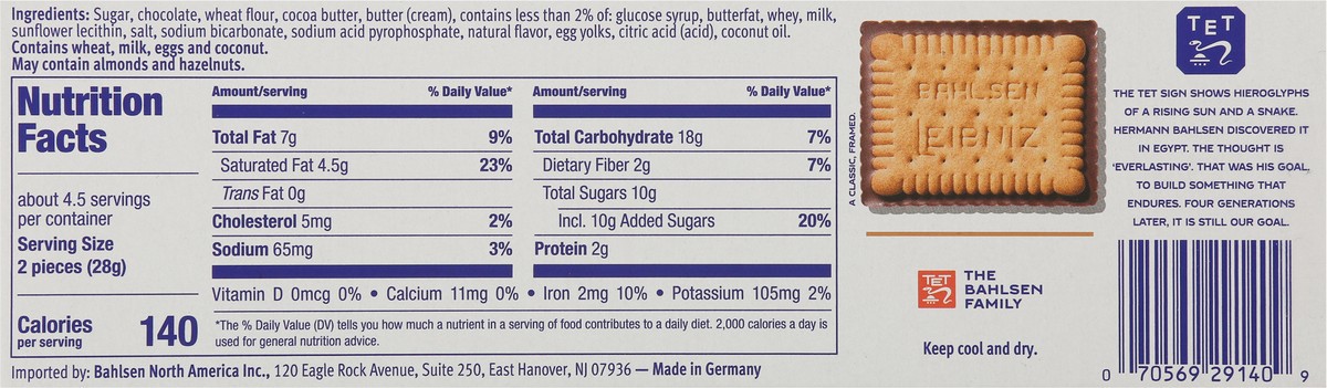 slide 2 of 9, Bahlsen Choco Leibniz, Dark Chocolate, 4.4 Ounce, 4.4 oz