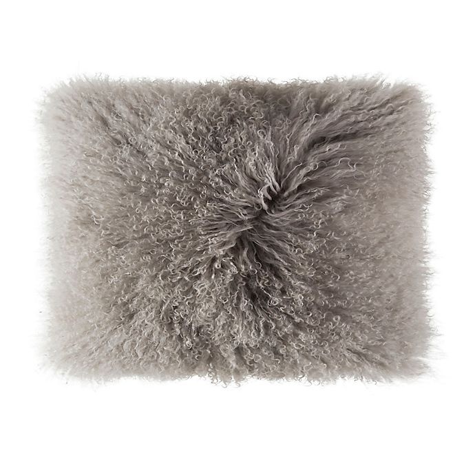 slide 1 of 1, Cloud9 Design Mongolian Fur Oblong Throw Pillow - Grey, 14 in x 20 in