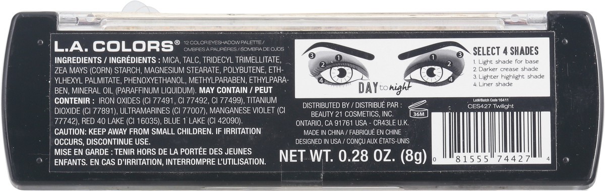 slide 6 of 9, L.A. Colors Day To Night Twilight Eyeshadow Palette, 0.28 oz