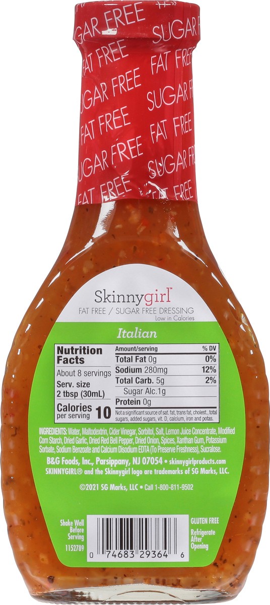 slide 5 of 12, Skinnygirl, Fat-Free, Sugar-Free Italian Salad Dressing, 8 fl oz, 8 fl oz