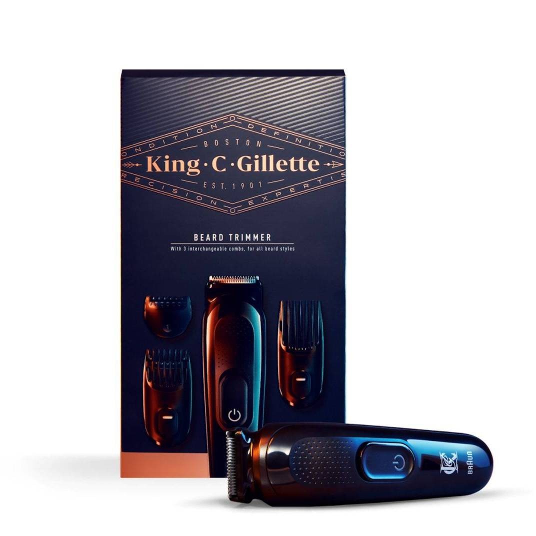 slide 1 of 1, Gillette King C. Gillette Men's Cordless Beard Trimmer + 3 Interchangeable Combs, 1 ct