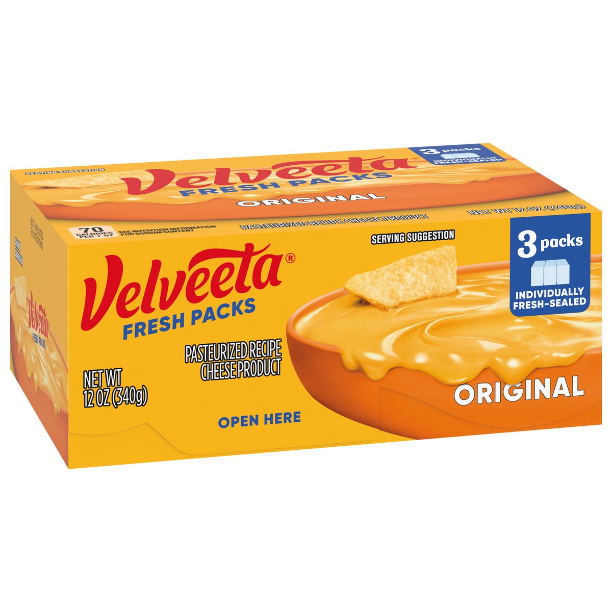 slide 8 of 9, Velveeta Fresh Packs Original Pasteurized Recipe Cheese Product, 3 ct Blocks, 1 ct