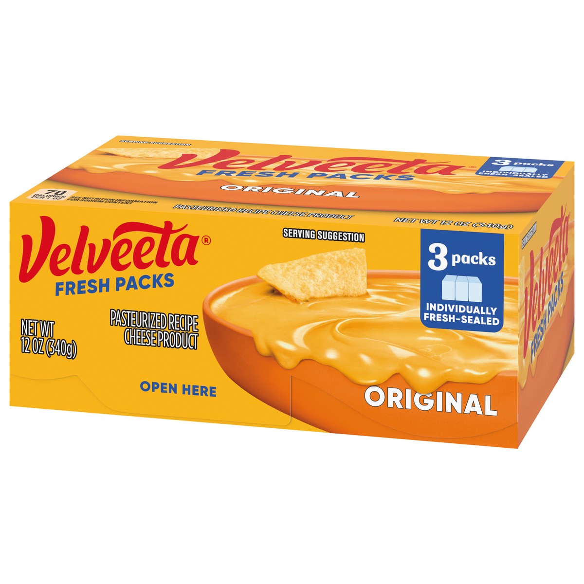 slide 3 of 9, Velveeta Fresh Packs Original Pasteurized Recipe Cheese Product, 3 ct Blocks, 1 ct