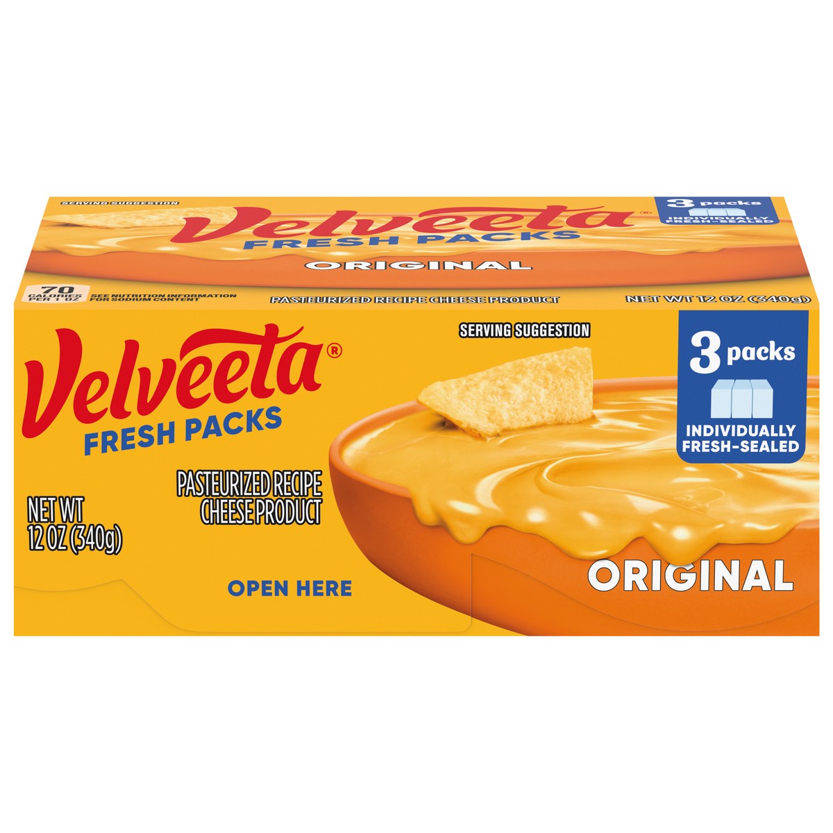 slide 1 of 9, Velveeta Fresh Packs Original Original Cheese 3 Packs 3 ea, 1 ct