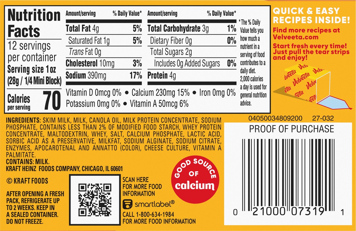 slide 5 of 9, Velveeta Fresh Packs Original Pasteurized Recipe Cheese Product, 3 ct Blocks, 1 ct