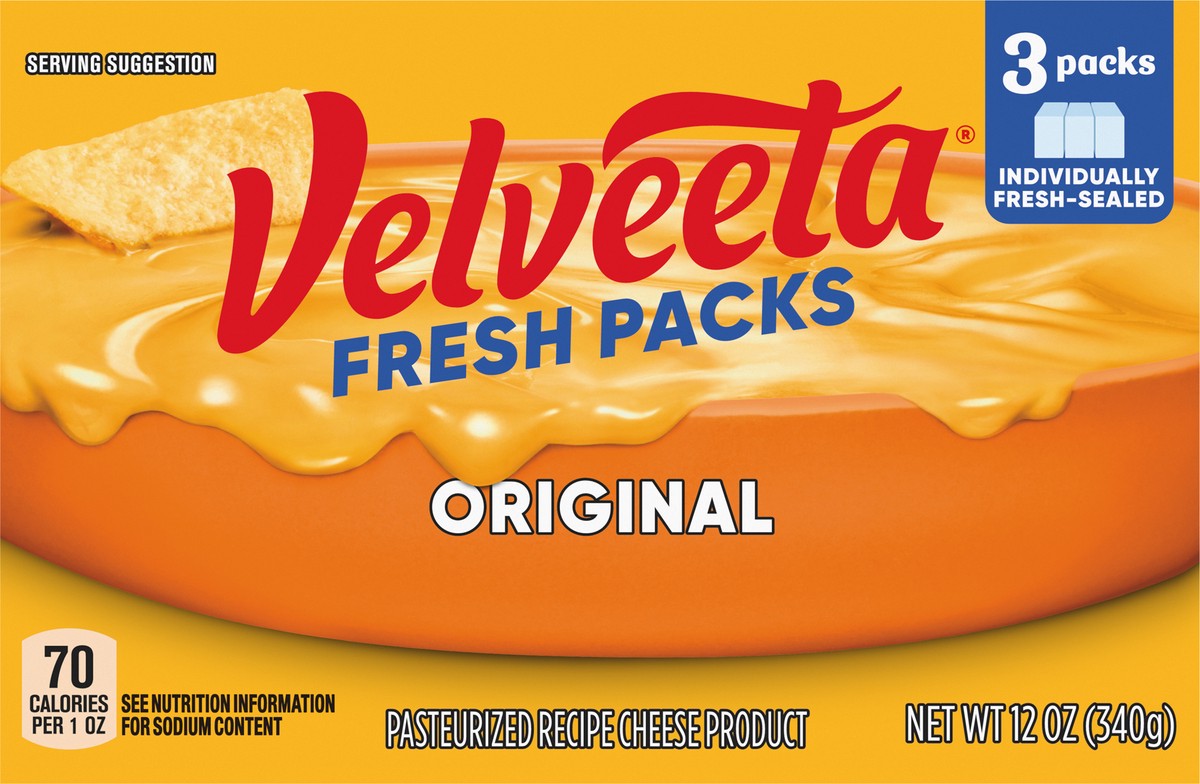 slide 9 of 9, Velveeta Fresh Packs Original Pasteurized Recipe Cheese Product, 3 ct Blocks, 1 ct