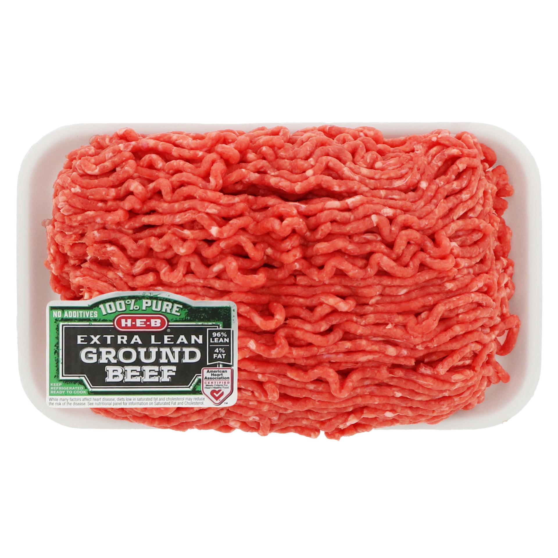 slide 1 of 1, H-E-B 100% Pure Extra Lean Ground Beef, 96% Lean, per lb