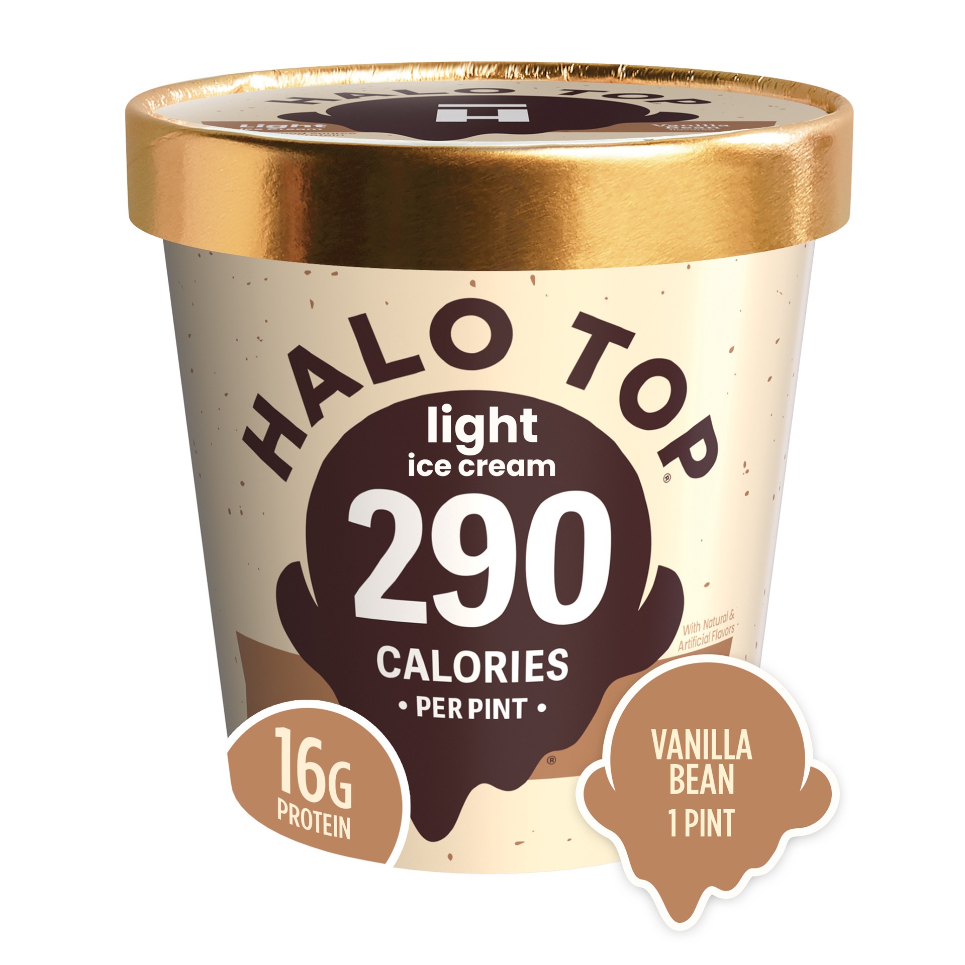 slide 1 of 5, Halo Top Low-Calorie Vanilla Bean Light Ice Cream Pint, 16 fl oz, 16 fl oz