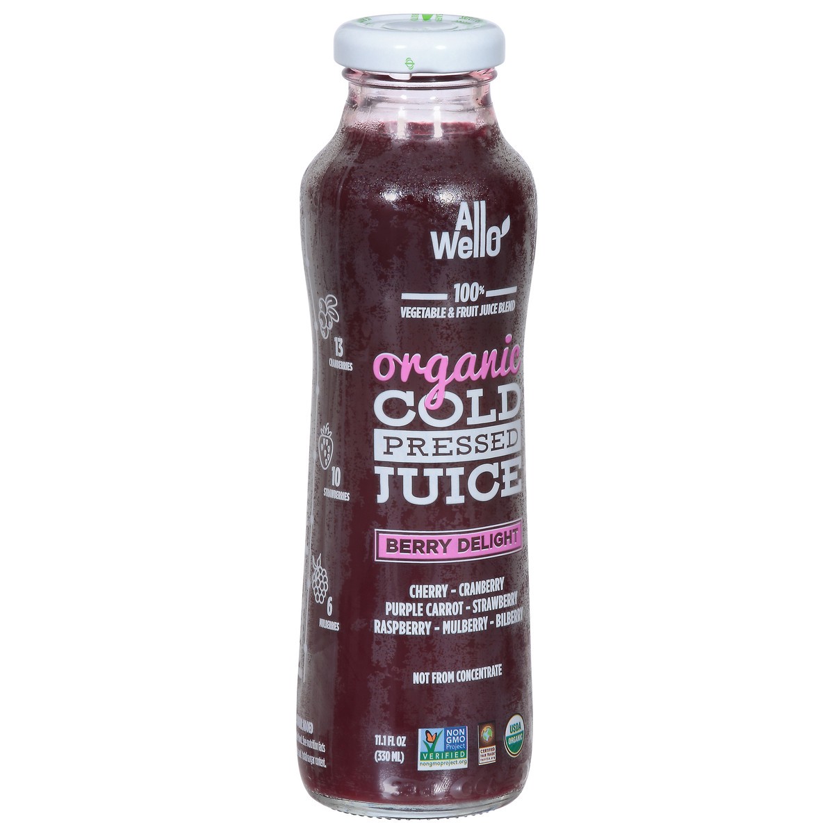 slide 2 of 9, AllWellO Cold Pressed Organic Beery Delight Juice 11.1 fl oz, 11.1 oz