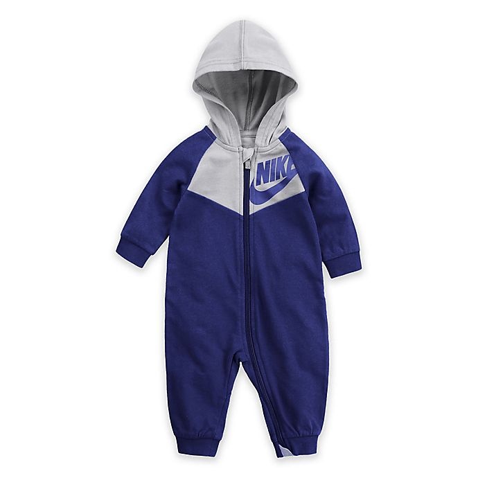 slide 1 of 2, Nike Newborn Play All Day Hoodie Coverall - Blue, 1 ct