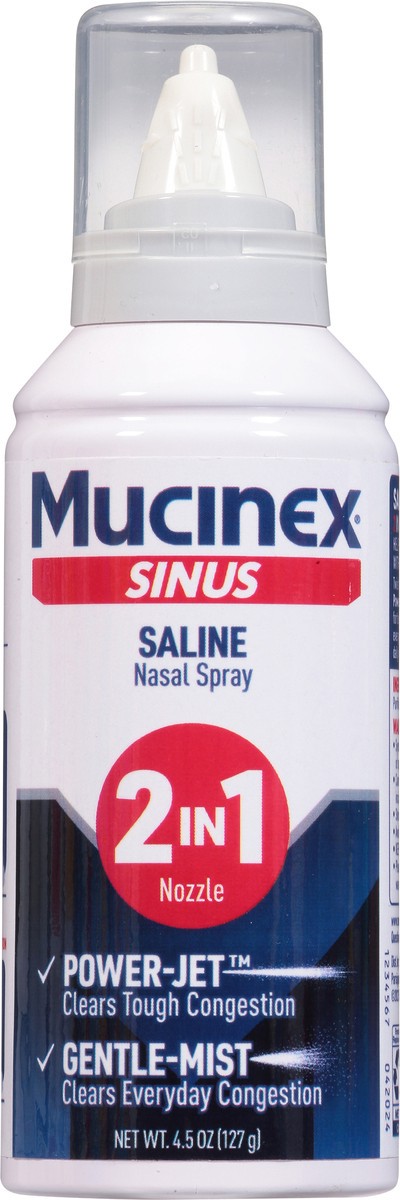 slide 3 of 12, Mucinex Sinus Saline Nasal Spray & Sinus Rinse, Non-Medicated, Additive Free, 4.5 oz
