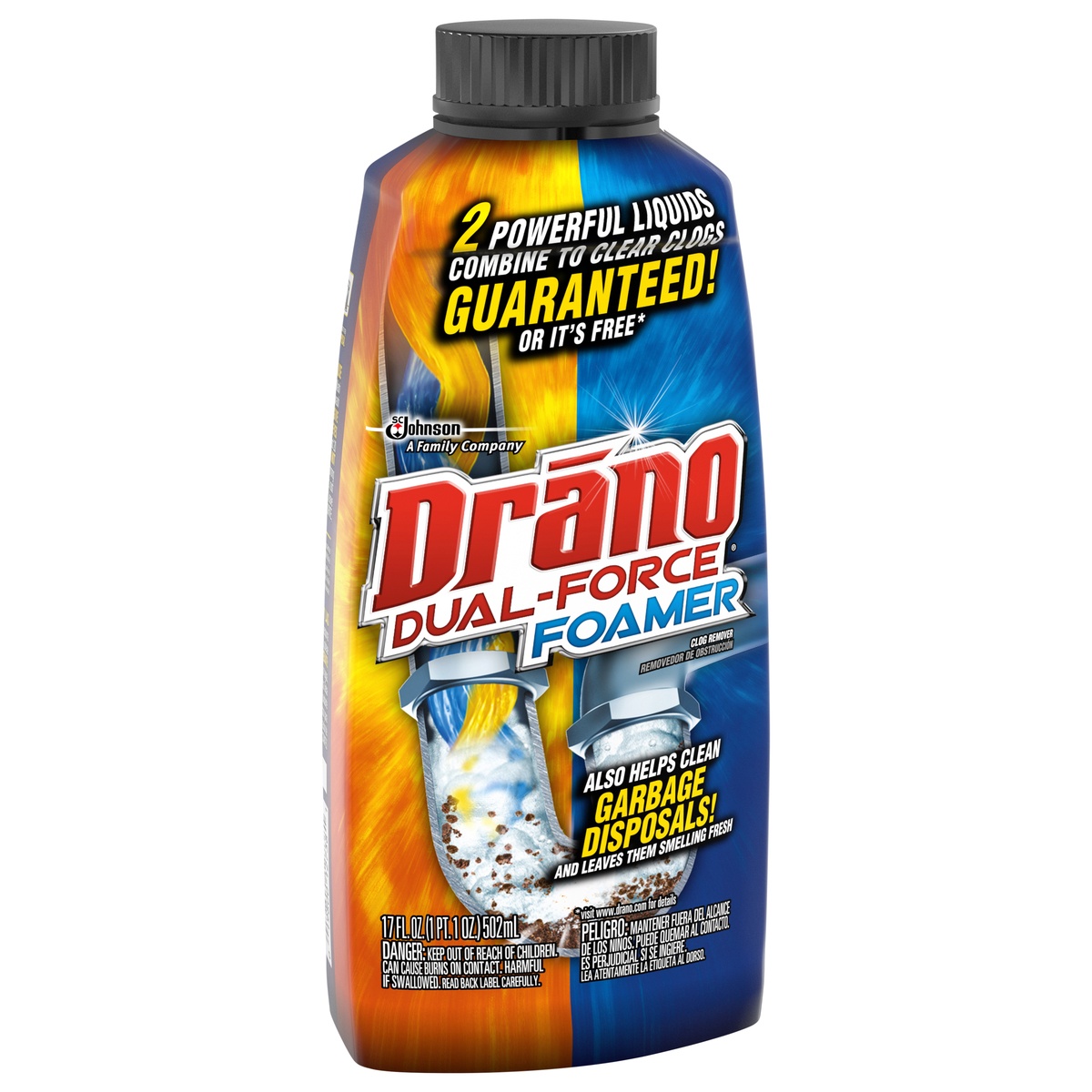 slide 2 of 7, Drano Dual Force Foamer Clog Remover , 17 oz