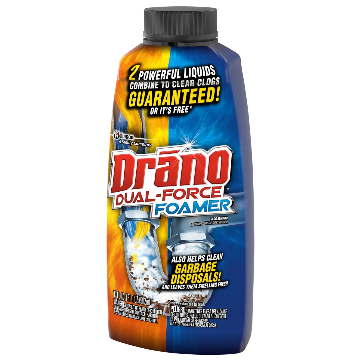slide 3 of 7, Drano Dual Force Foamer Clog Remover , 17 oz