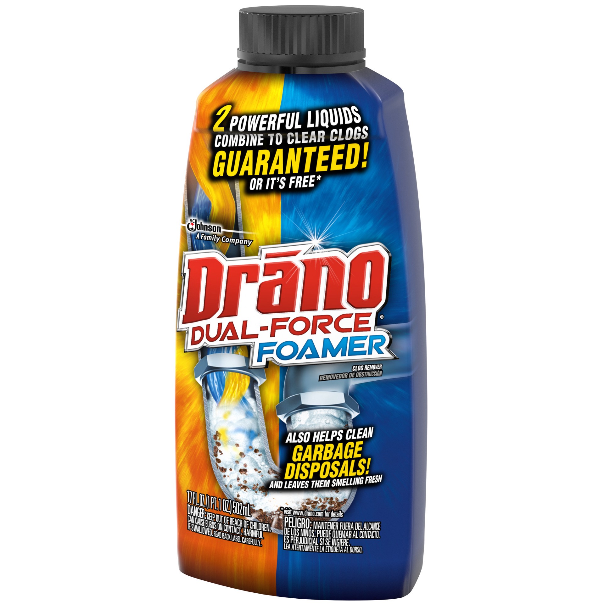 slide 4 of 5, Drano Dual Force Foamer Clog Remover , 17 oz
