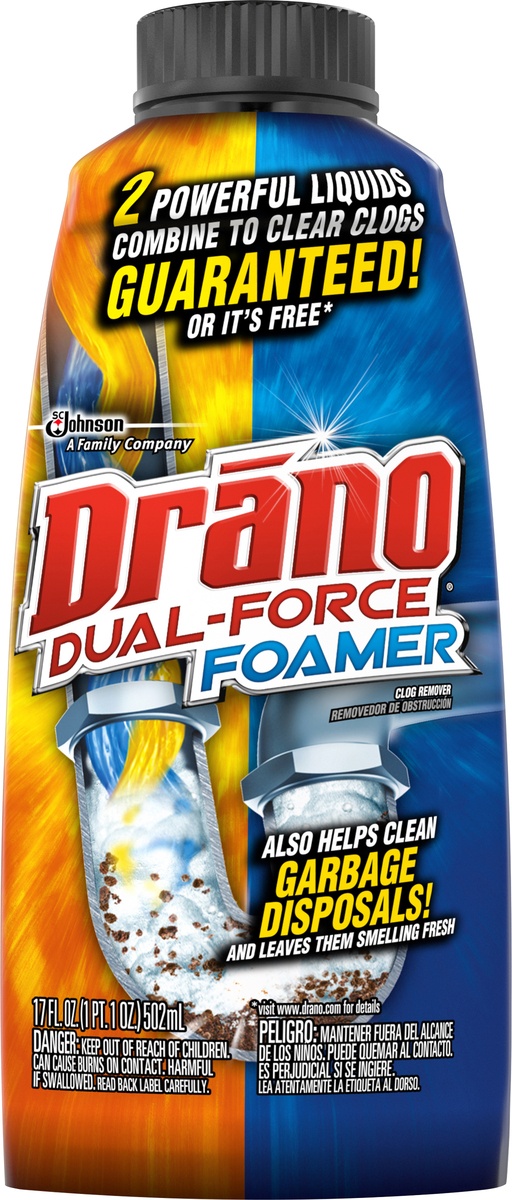 slide 5 of 7, Drano Dual Force Foamer Clog Remover , 17 oz