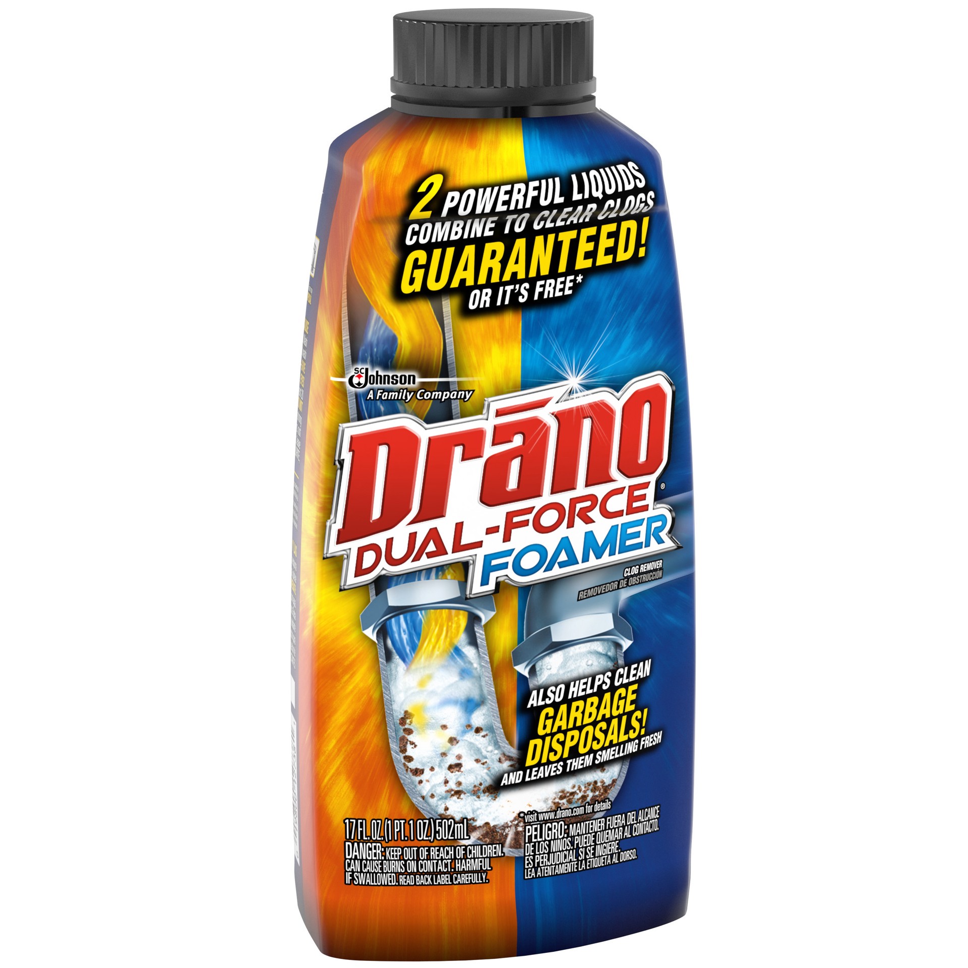 slide 3 of 5, Drano Dual Force Foamer Clog Remover , 17 oz