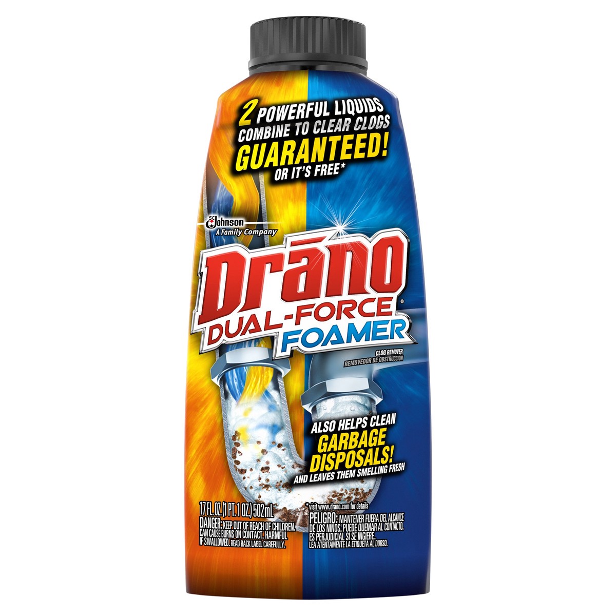 slide 1 of 5, Drano Dual Force Foamer Clog Remover , 17 oz