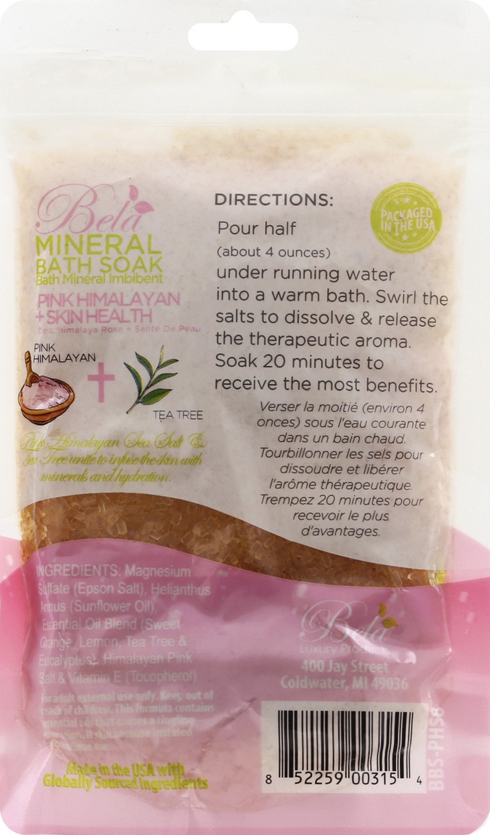 slide 6 of 7, Bela Mineral Bath Soak, Pink Himalayan + Skin Health, 226 Gram, 226 g