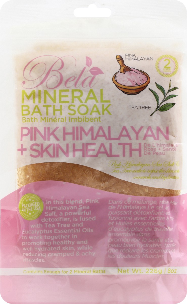 slide 4 of 7, Bela Mineral Bath Soak, Pink Himalayan + Skin Health, 226 Gram, 226 g