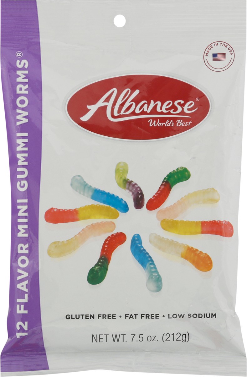slide 6 of 9, Albanese Gummi Worms Mini, Assorted Flavors-Albanese, 7.5 oz