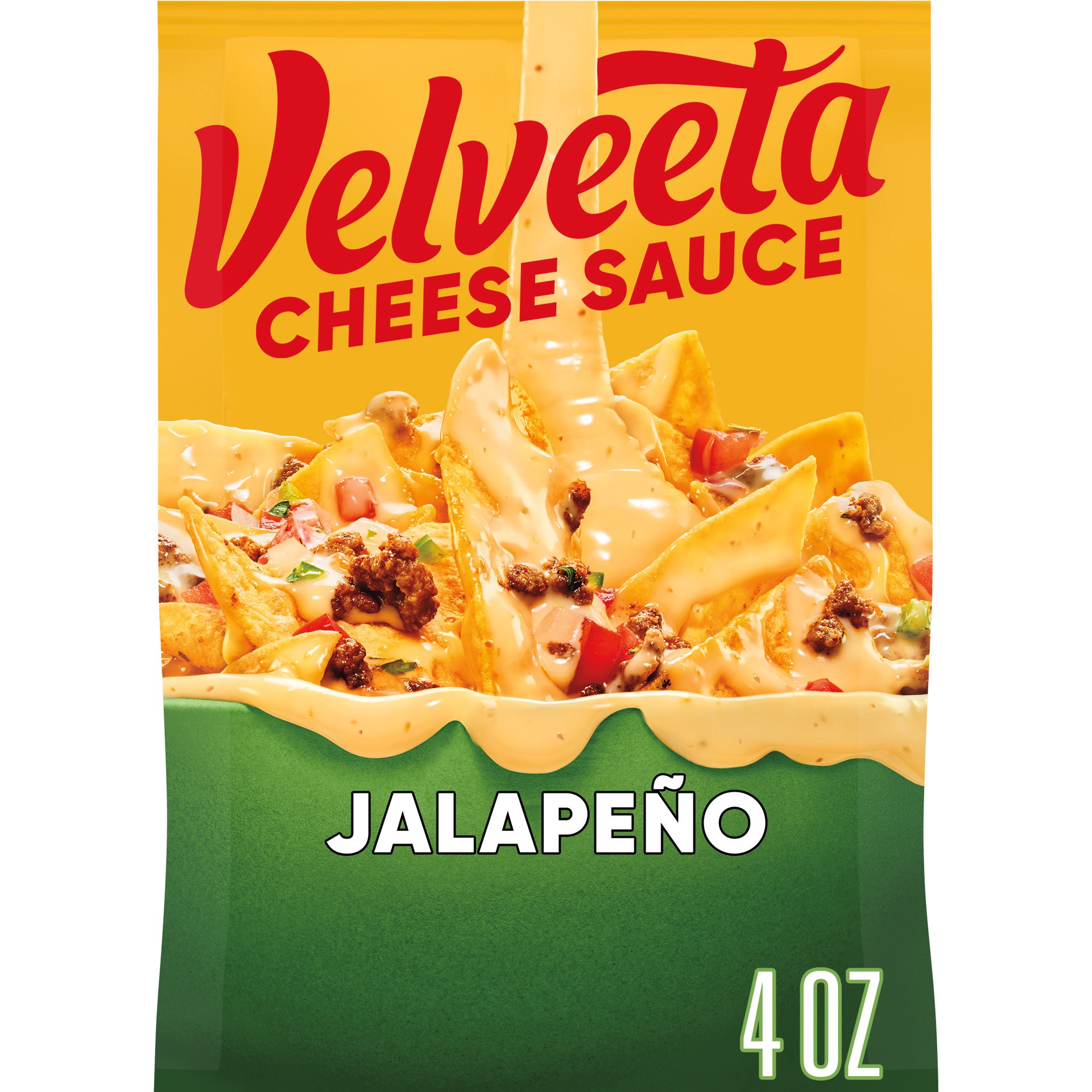 slide 1 of 14, Velveeta Jalapeno Cheese Sauce Pouch, 4 oz Packet, 4 oz