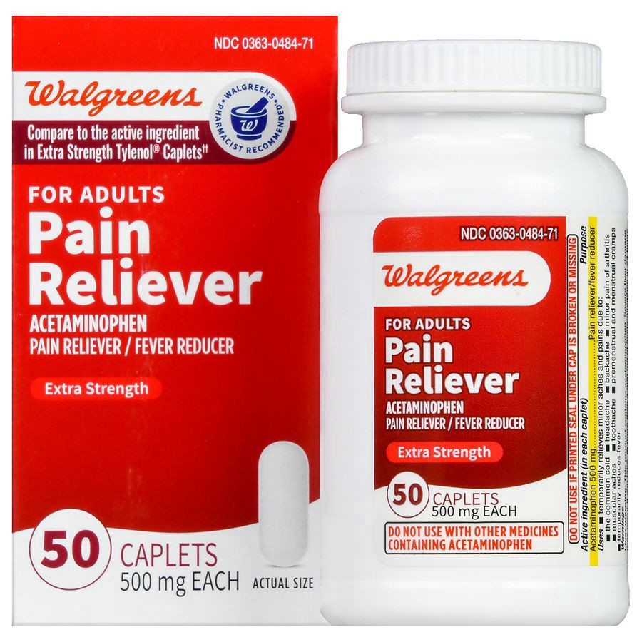 slide 1 of 5, Walgreens Extra Strength Pain Reliever Acetaminophen Caplets, 50 ct