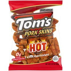Tom's Pork Skins, Hot Chicharrones, 2.375 Oz