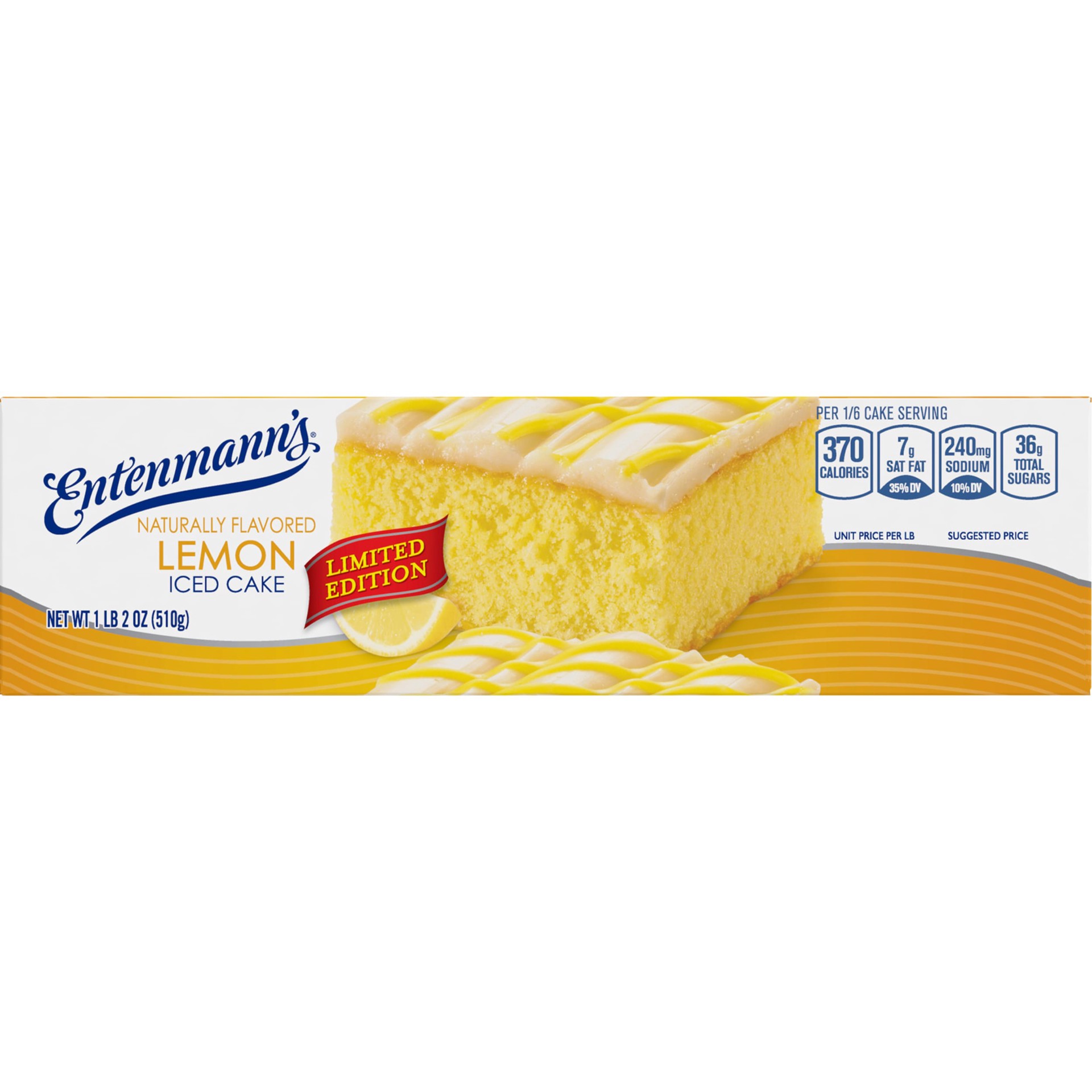 slide 1 of 5, Entenmann's Lemon Iced Cake, 18 oz, Iced Cake, Box, 18 oz