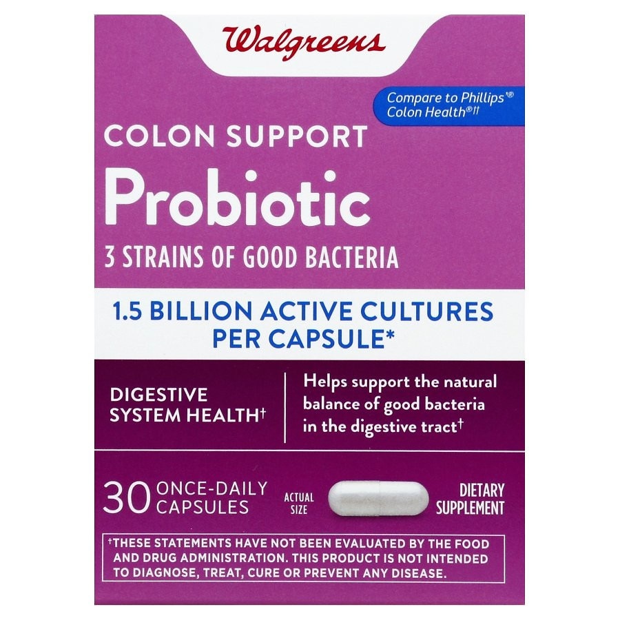 slide 1 of 1, Walgreens Probiotic Colon Support Supplement Capsules, 30 ct