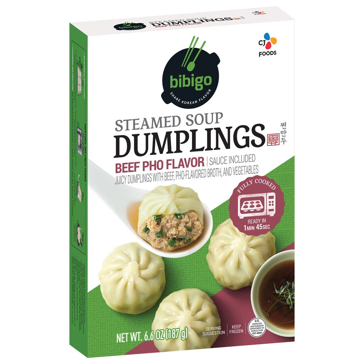 slide 4 of 9, Bibigo Frozen Steamed Beef Dumplings, 6.6 oz