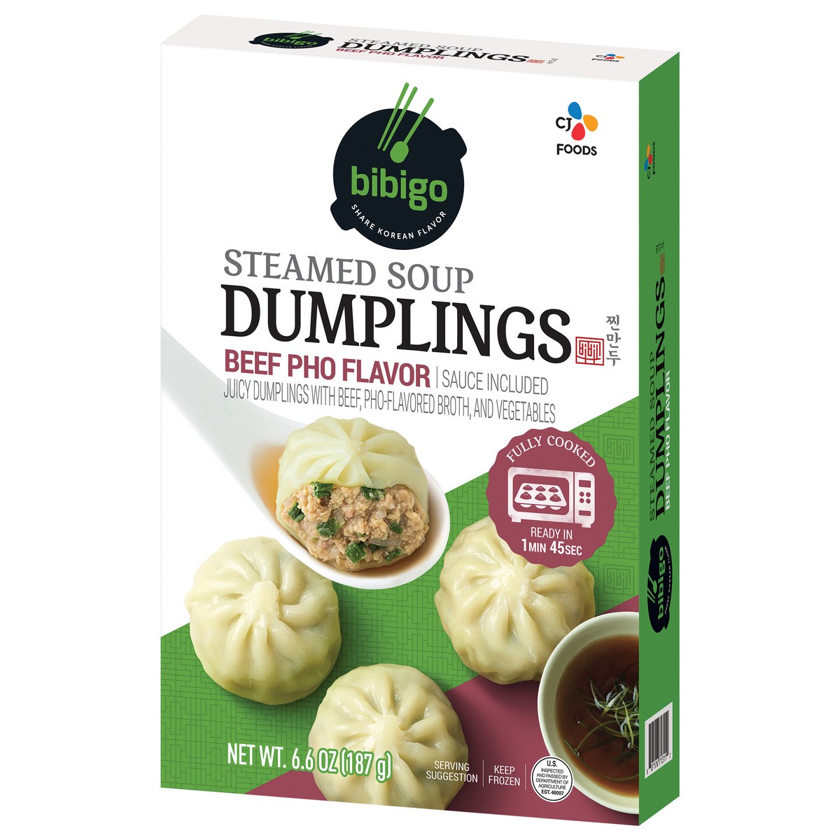 slide 7 of 9, Bibigo Frozen Steamed Beef Dumplings, 6.6 oz