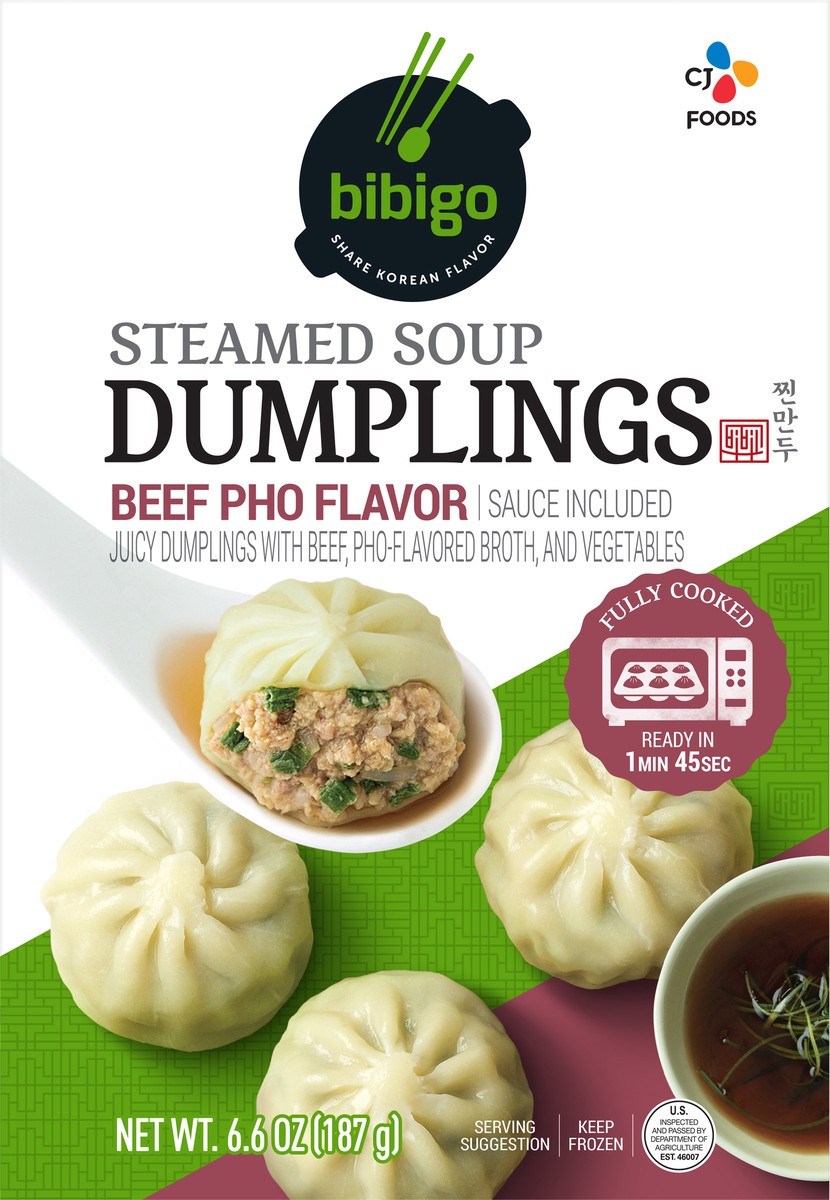 slide 9 of 9, Bibigo Frozen Steamed Beef Dumplings, 6.6 oz