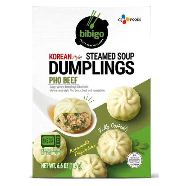 slide 1 of 1, Bibigo Steamed Soup Dumpling Beef Pho, 6.6 oz