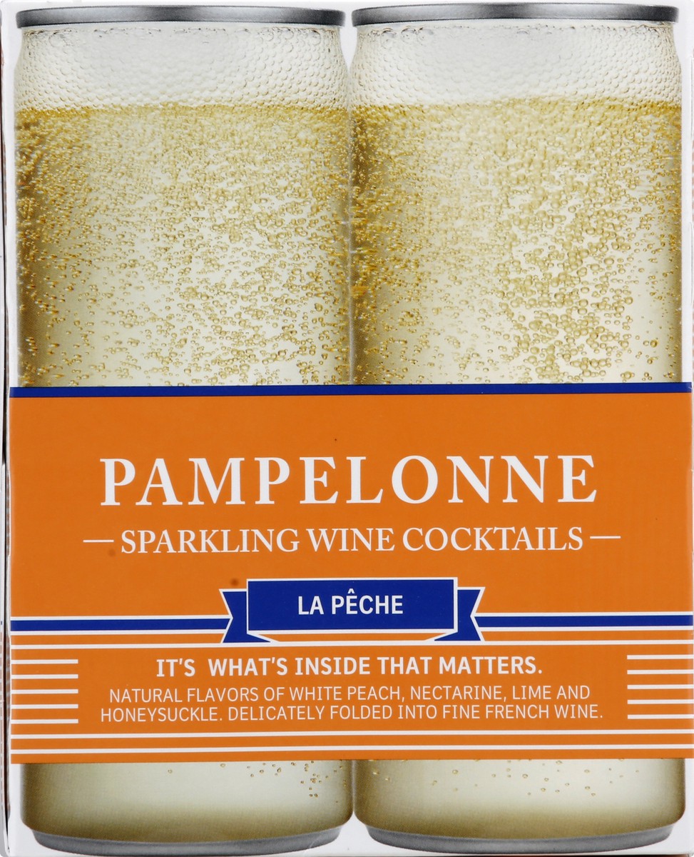slide 4 of 9, Pampelonne Sparkling Wine Cocktails, La Peche 4Pk, 8.44 fl oz