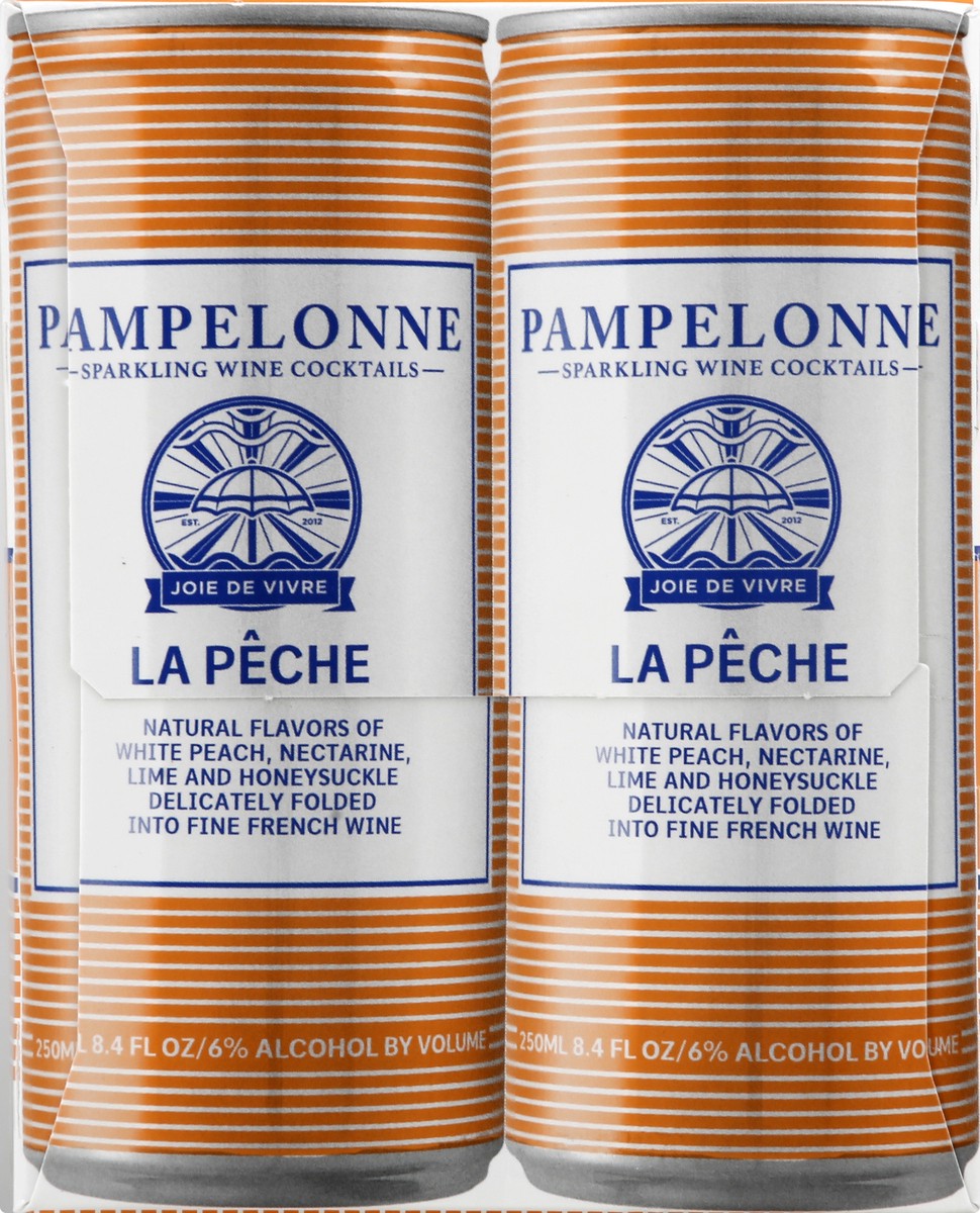 slide 7 of 9, Pampelonne Sparkling Wine Cocktails, La Peche 4Pk, 8.44 fl oz
