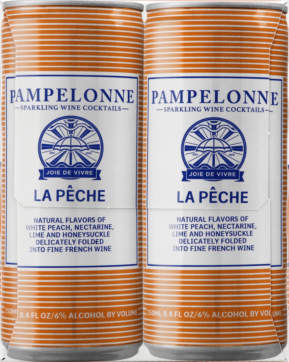 slide 6 of 9, Pampelonne Sparkling Wine Cocktails, La Peche 4Pk, 8.44 fl oz