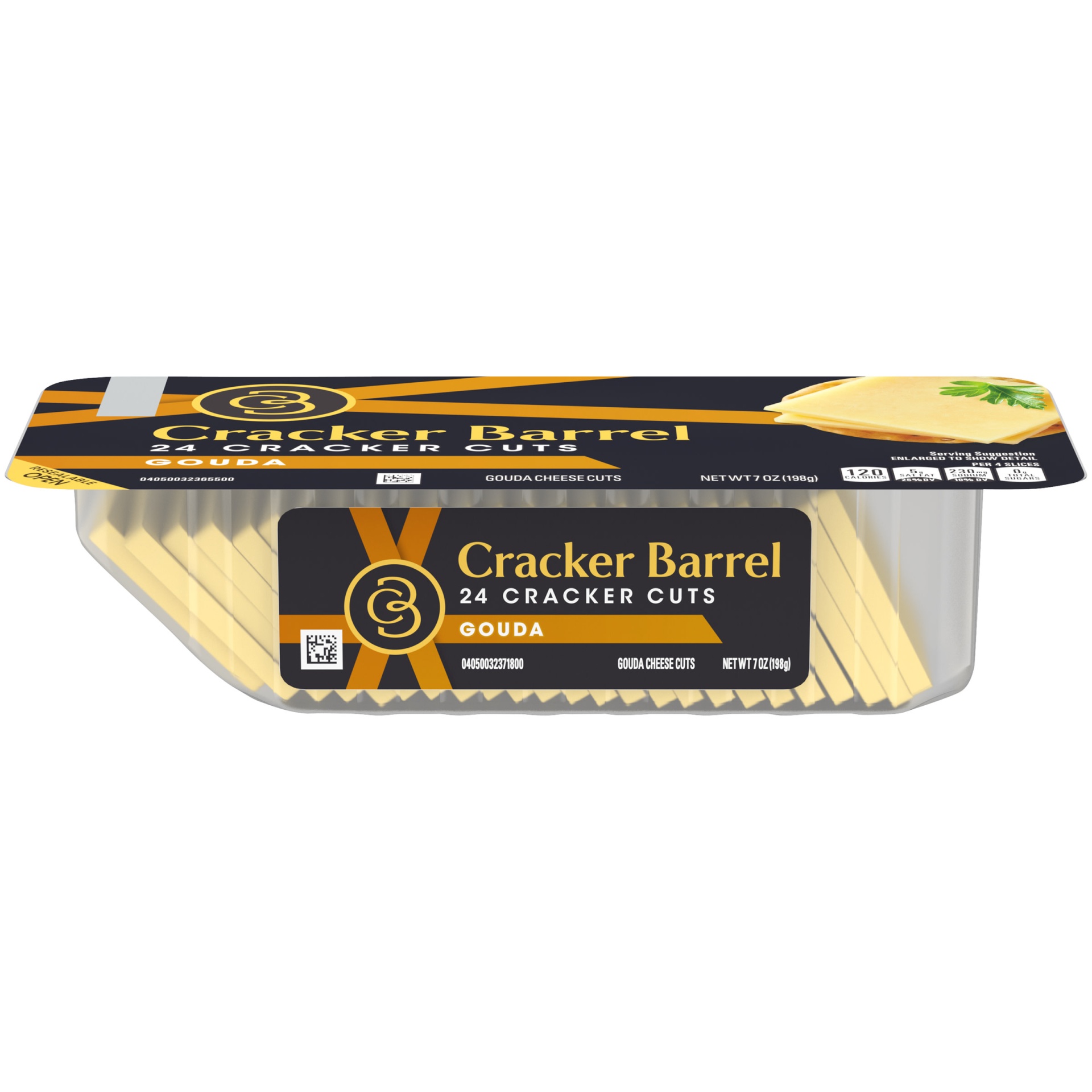 slide 1 of 2, Cracker Barrel Cracker Cuts Gouda Cheese Slices Tray, 7 oz