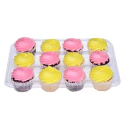 H-E-B 6 White and 6 Chocolate Cupcakes with Pastel Blue & Green Buttercream