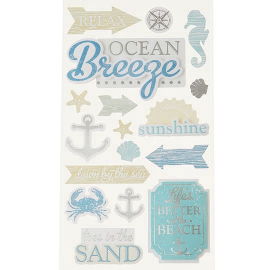 slide 1 of 5, Ocean Breeze Stickers By Recollections, 3.875 in x 7 in