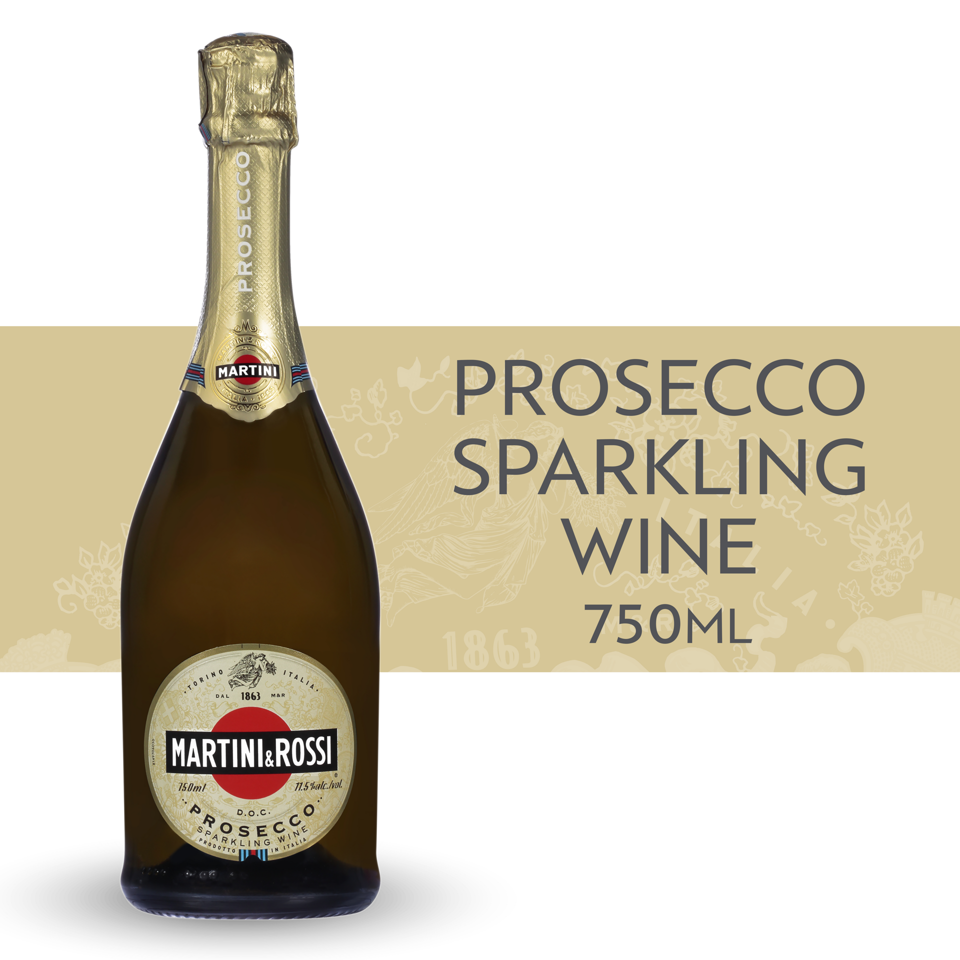 slide 1 of 5, Martini & Rossi Prosecco Sparkling Wine - Wine Bottle 11.5% 75Cl/750Ml, 750 ml