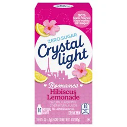Crystal Light Drink Mix, 10 Individual Packets, Hydration for Book Lovers and Romance Readers, Hibiscus Lemonade Natural Flavor with Other Natural Flavor, Zero Sugar, No Artificial Dyes, 0.14 oz