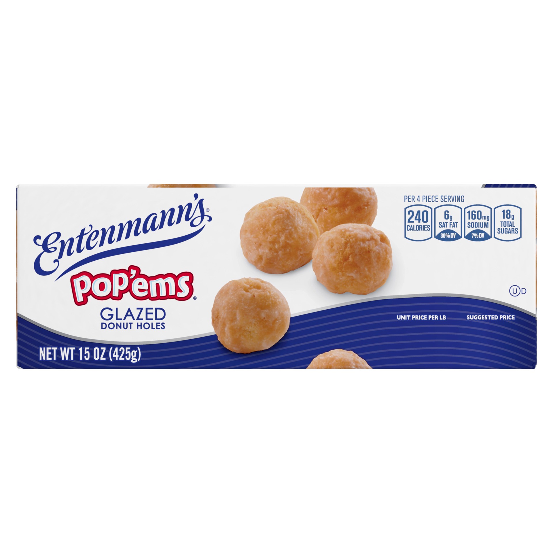 slide 5 of 5, Entenmann's Pop'ems Glazed Donut Holes, 15 oz, 16 oz