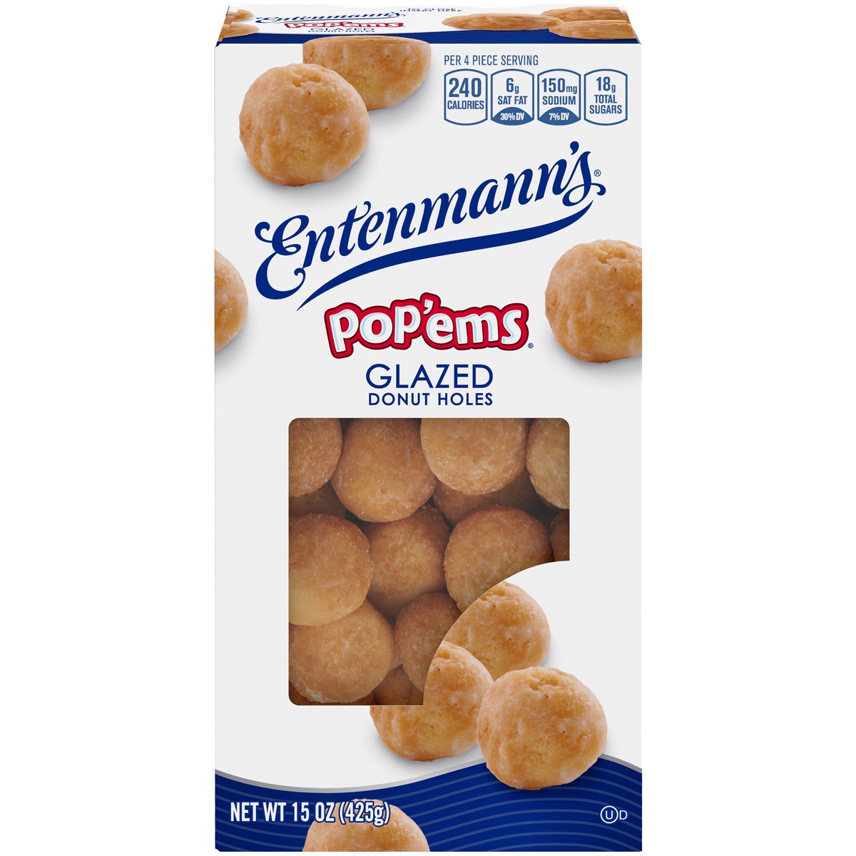 slide 1 of 5, Entenmann's Pop'ems Glazed Donut Holes, 15 oz, Donuts, Box, 16 oz