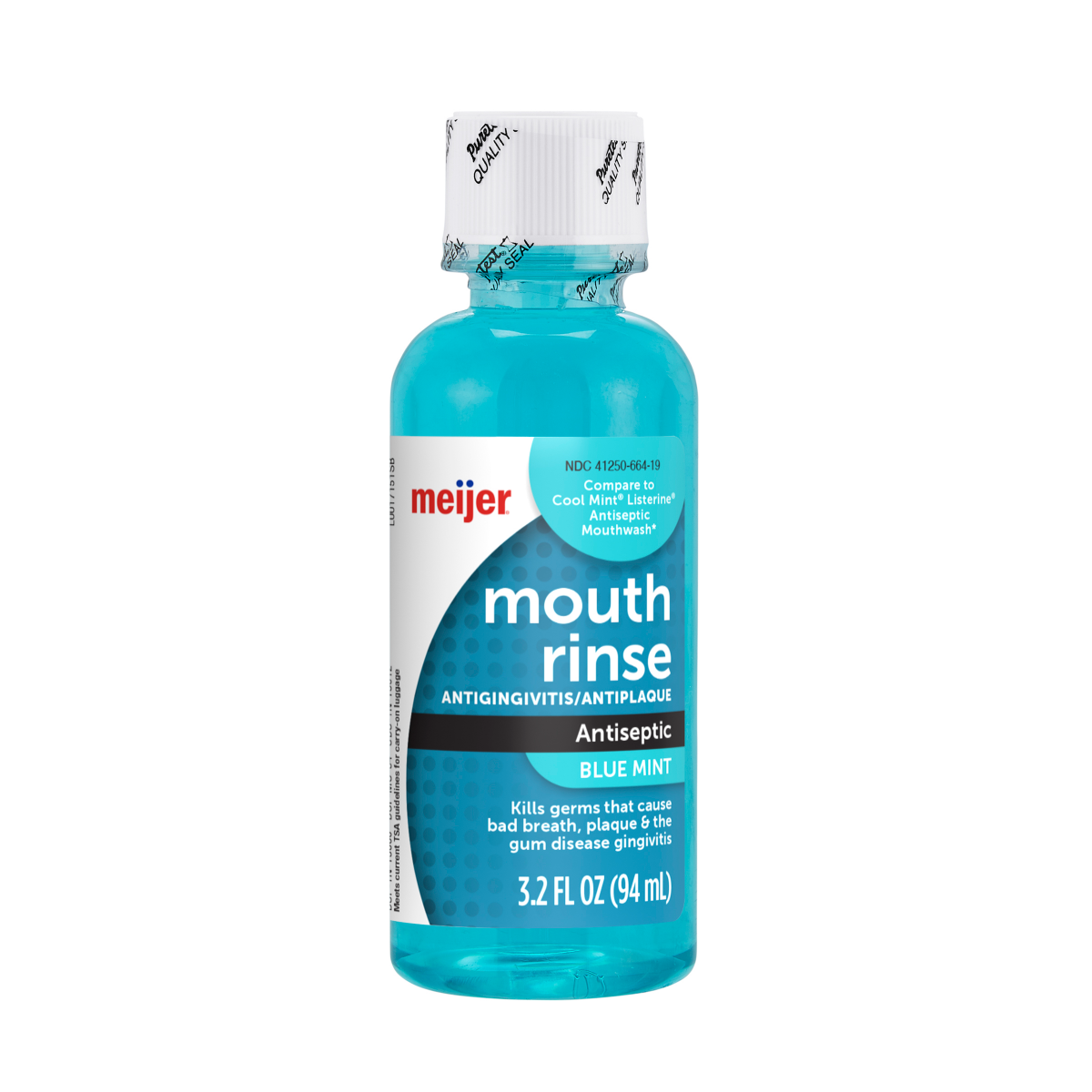 slide 1 of 9, Meijer Antiseptic Mouthwash, Blue Mint, 3.2 fl oz